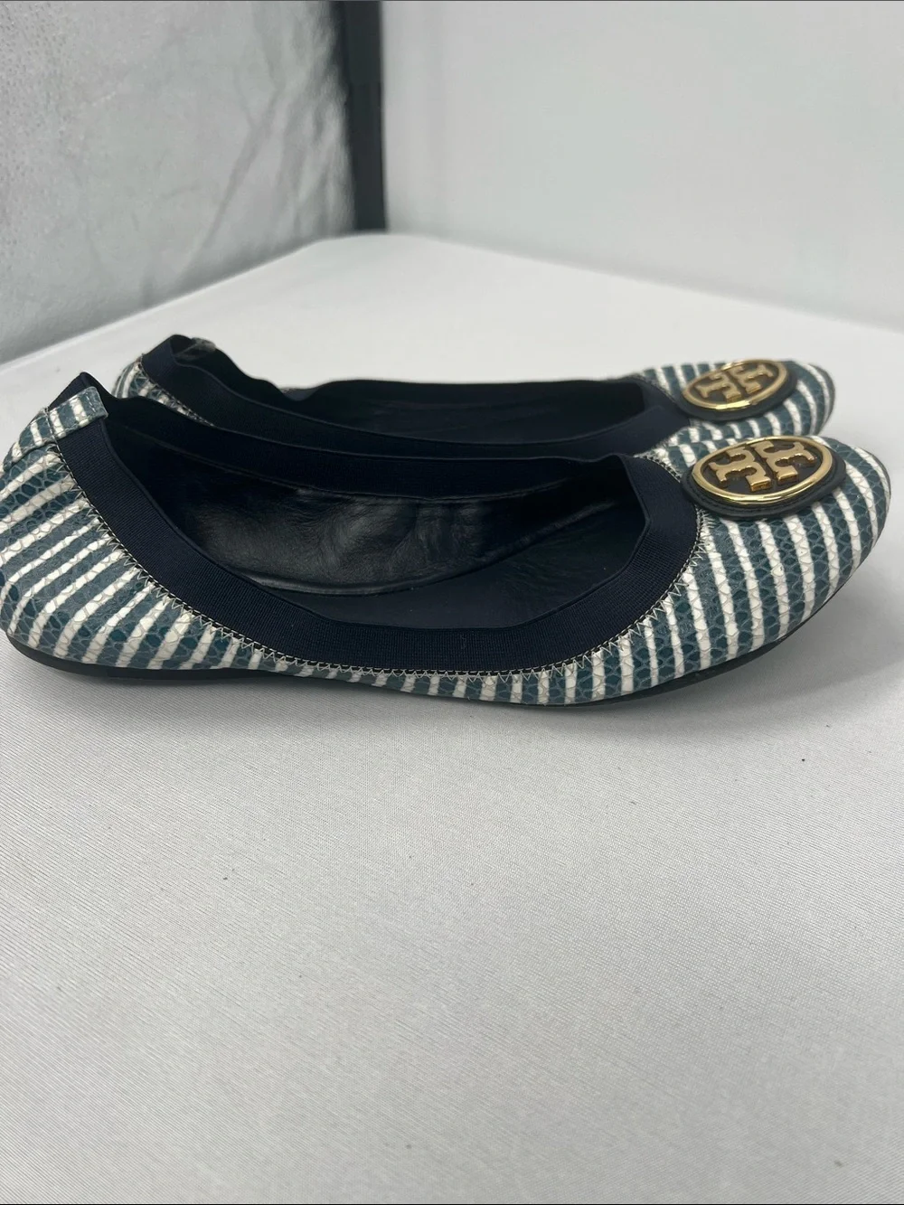 Tory Burch Caroline 2 Snake-Print Ballet Flats featuring